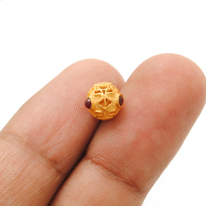18K Yellow Gold Rondelle Stone Bead For Jewelry Findings 7mm