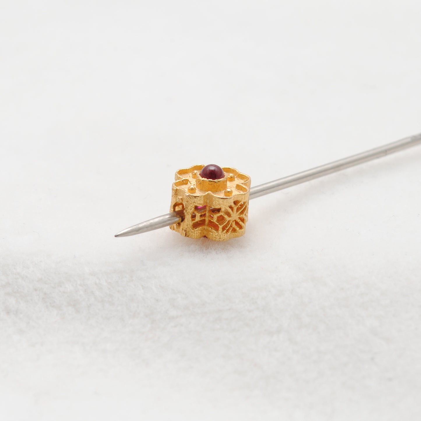 18k Solid Gold Unique Studded Stone Spacer Beads Findings 7mm
