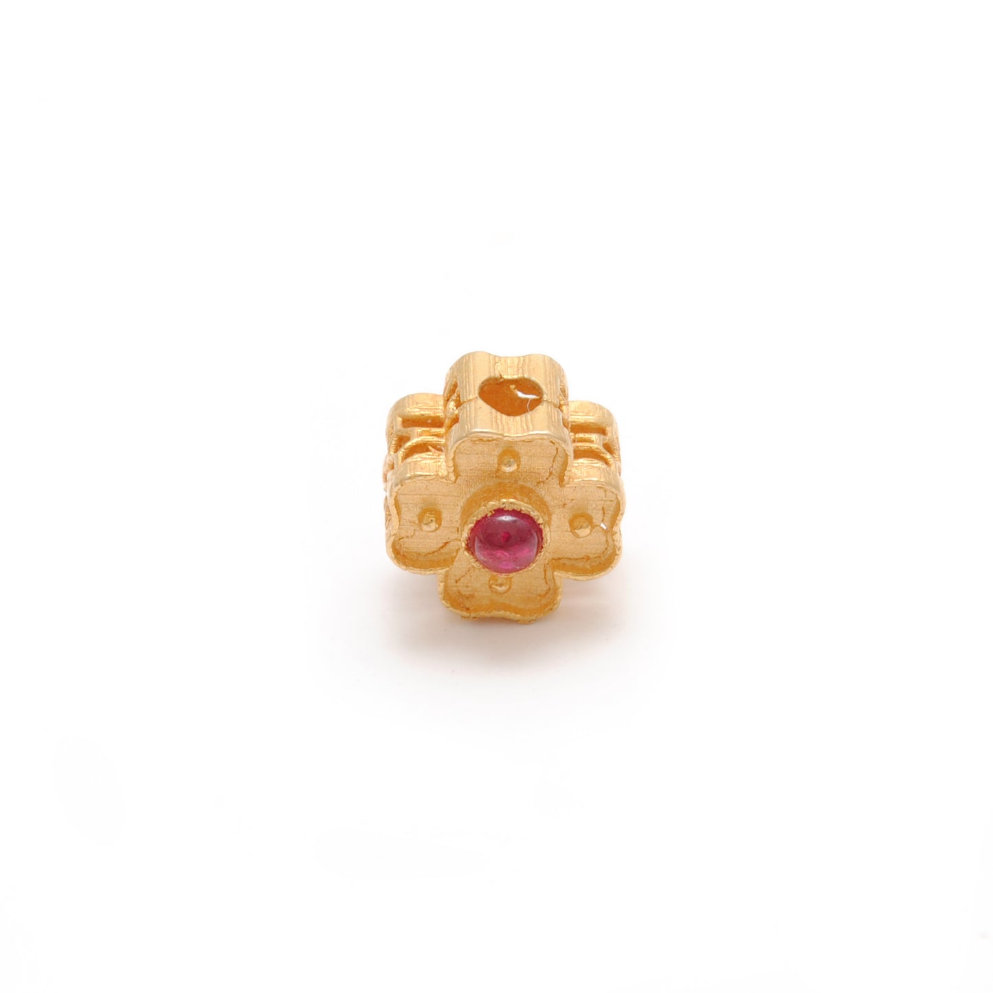 18k Solid Gold Unique Studded Stone Spacer Beads Findings 7mm