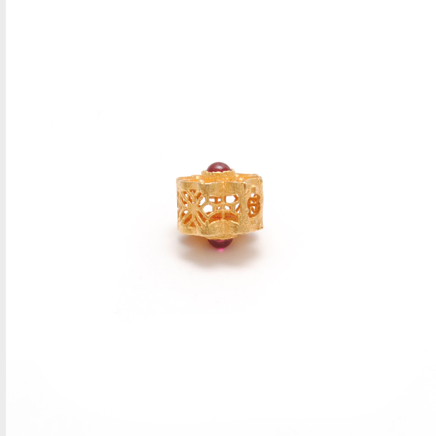 18k Solid Gold Unique Studded Stone Spacer Beads Findings 7mm
