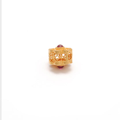 18k Solid Gold Unique Studded Stone Spacer Beads Findings 7mm