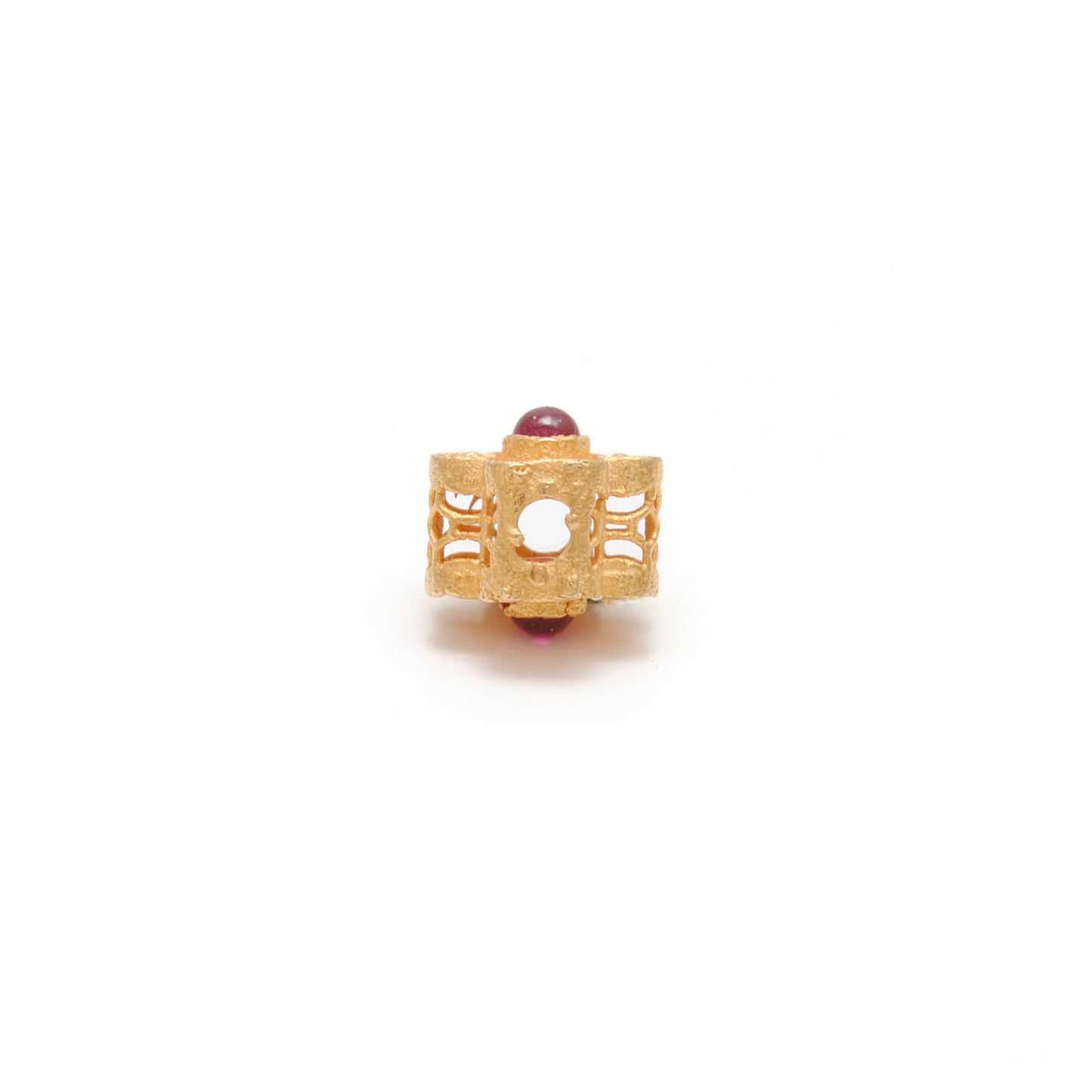 18k Solid Gold Unique Studded Stone Spacer Beads Findings 7mm