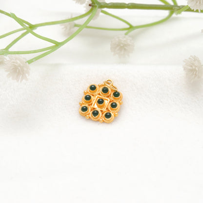 18k Yellow Gold Stone Studded Cushion Charm Pendent 15mm