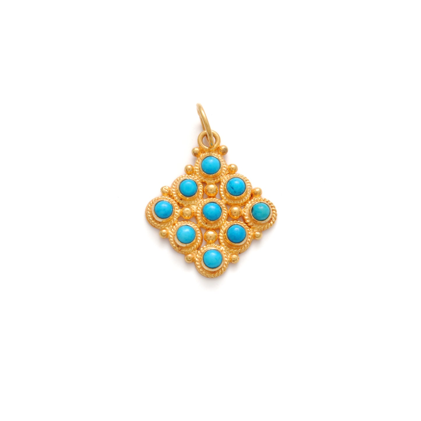 14mm Solid 18k Gold Cushion Pendant With Sky Blue Stone Jewelry