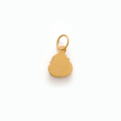 18k Solid Yellow Gold Charm Pendant with Stone 10mm