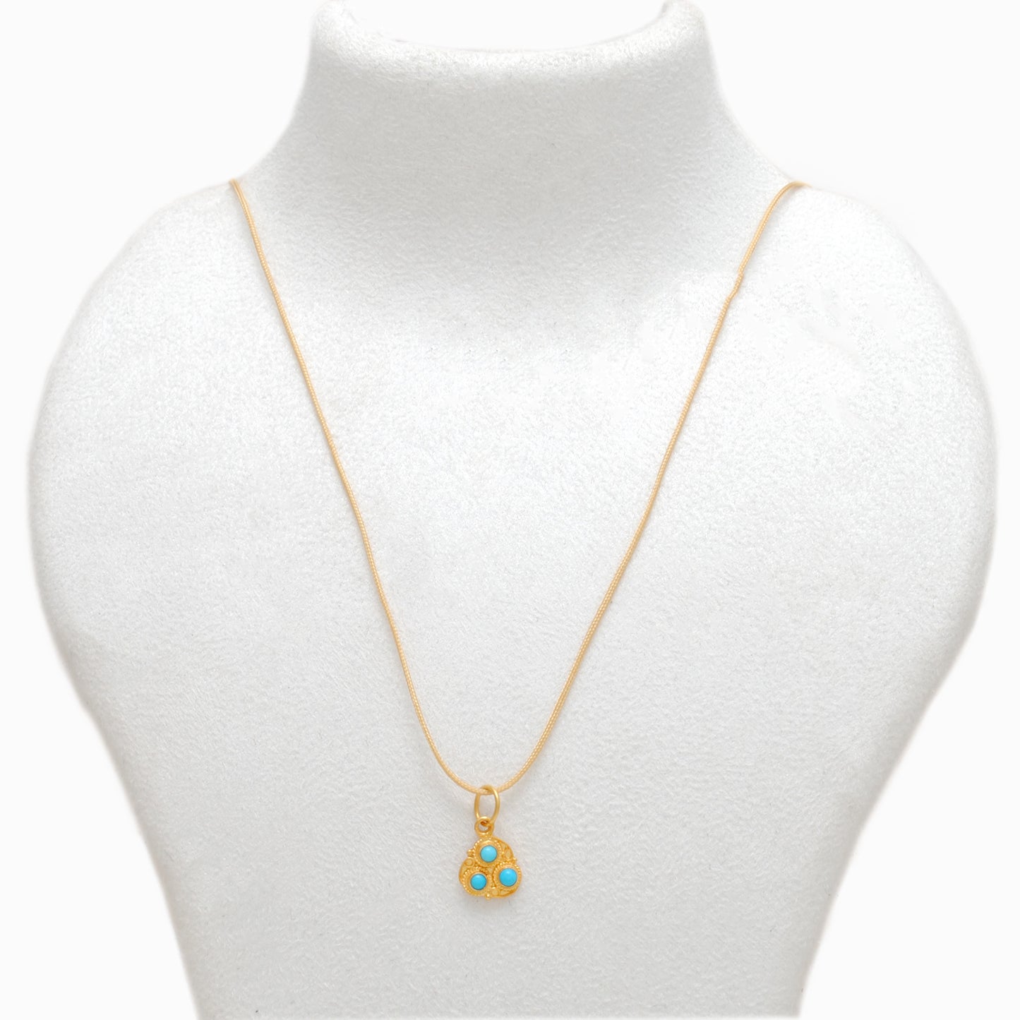 18k Solid Yellow Gold Charm Pendant with Stone 10mm