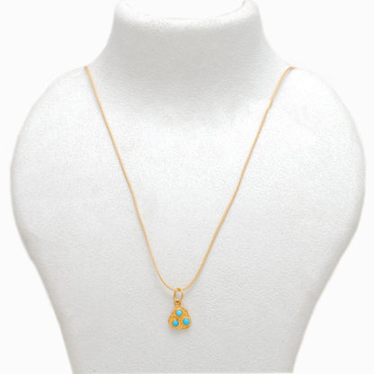 18k Solid Yellow Gold Charm Pendant with Stone 10mm