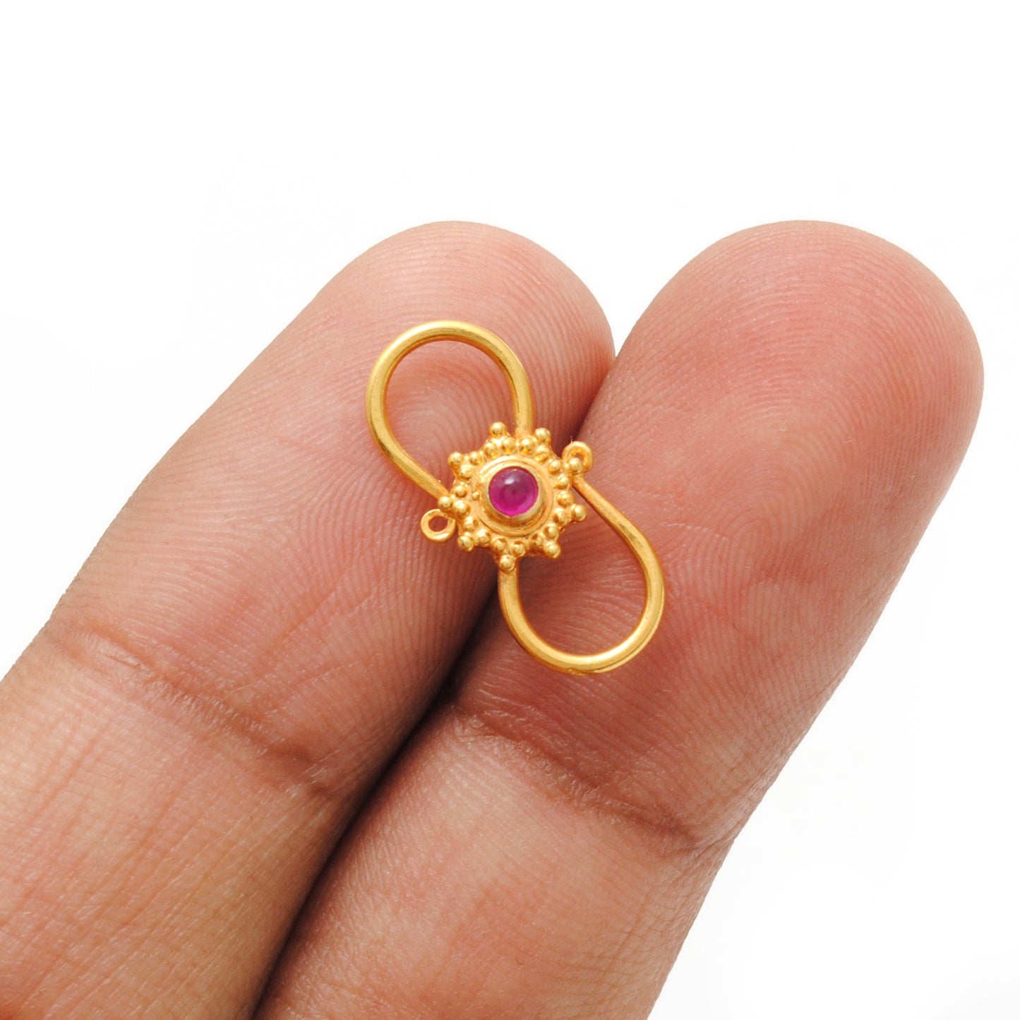 18k Yellow Gold Stone Studded S Clasps Lock Findings 18mm