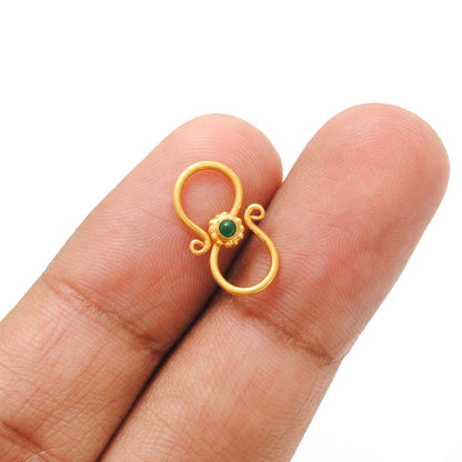 18k Yellow Gold Antique Stone S Clasp Lock Findings 16mm