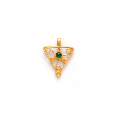 18k Solid Yellow Gold Stone Studded Triangle Charm 12x11mm
