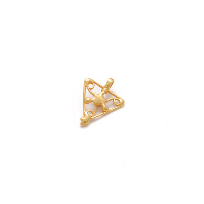 18k Solid Yellow Gold Stone Studded Triangle Charm 12x11mm