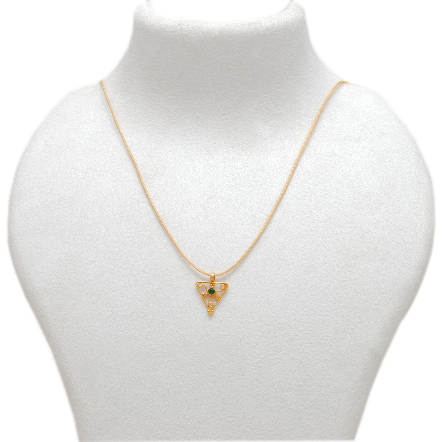 18k Solid Yellow Gold Stone Studded Triangle Charm 12x11mm