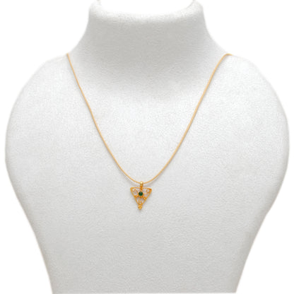 18k Solid Yellow Gold Stone Studded Triangle Charm 12x11mm