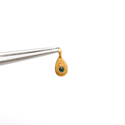 18k Yellow Gold Tear Drop Stone Charm Pendent 7mm