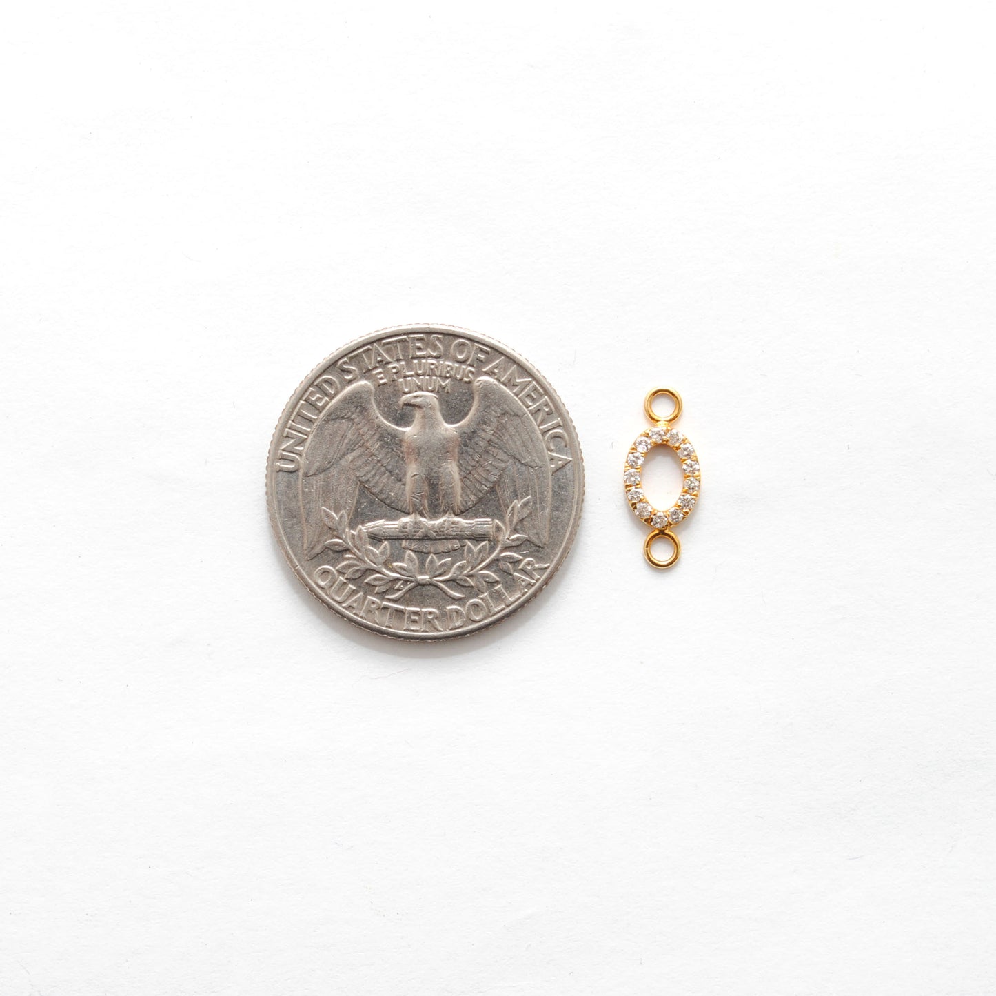 14K Solid Gold Pavé Diamond Double Loop Connector Charm | Fine Jewelry Finding | Chain Link | Wholesale