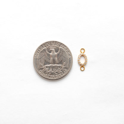 14K Solid Gold Pavé Diamond Double Loop Connector Charm | Fine Jewelry Finding | Chain Link | Wholesale