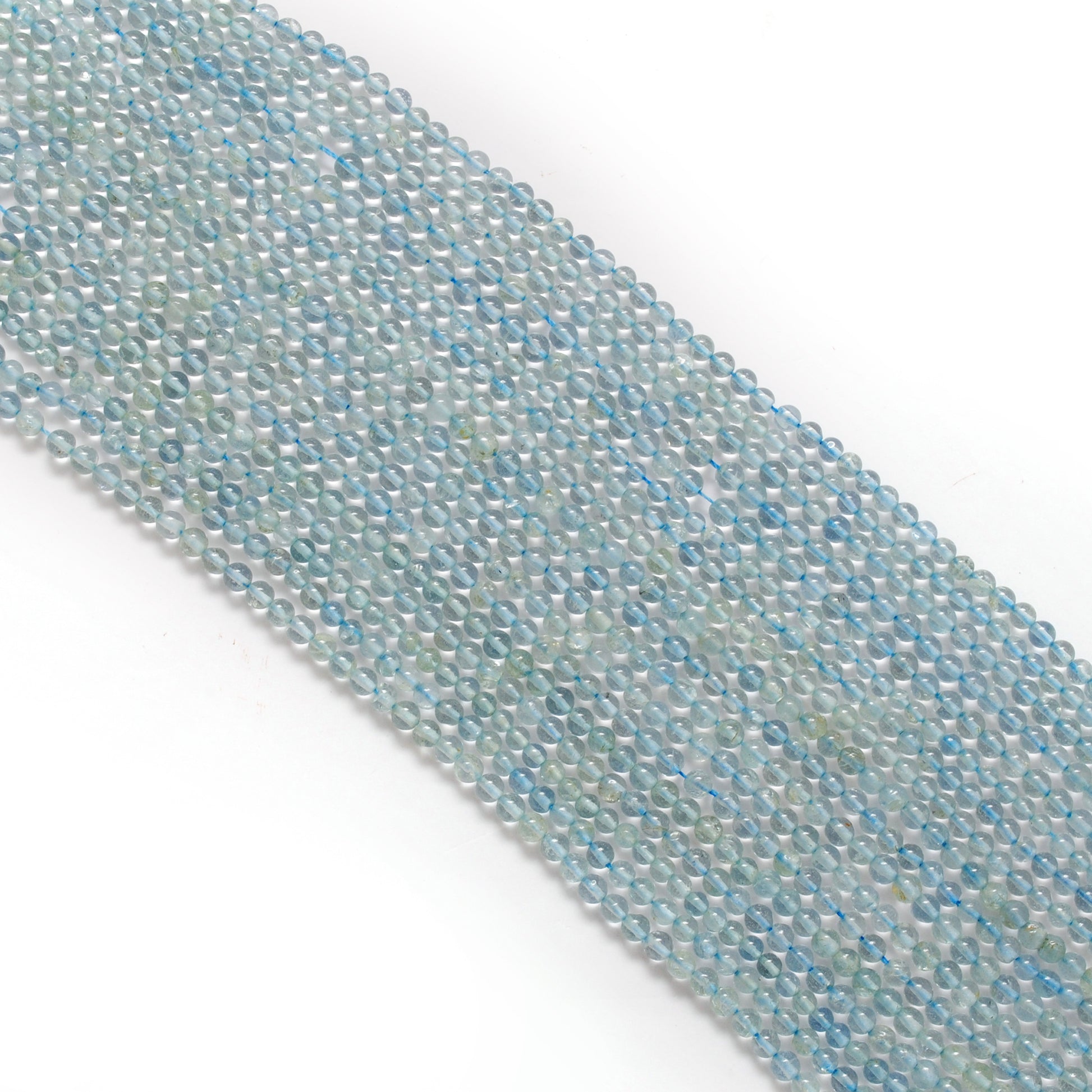 3-3.5 mm Natural Aquamarine Round Gemstone Beads – 15.5" Strand – DIY Jewelry Making - Kanika Creations