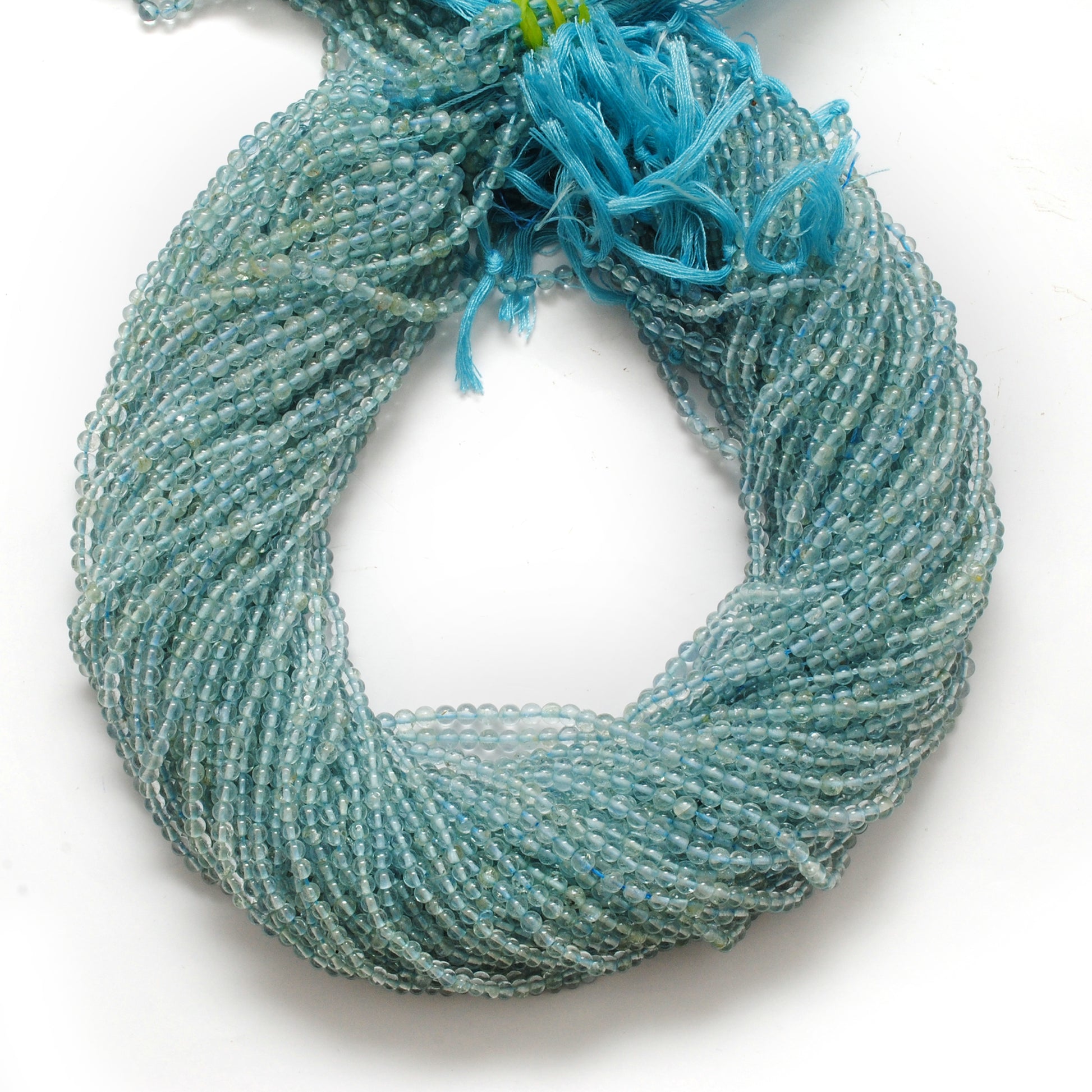 3-3.5 mm Natural Aquamarine Round Gemstone Beads – 15.5" Strand – DIY Jewelry Making - Kanika Creations