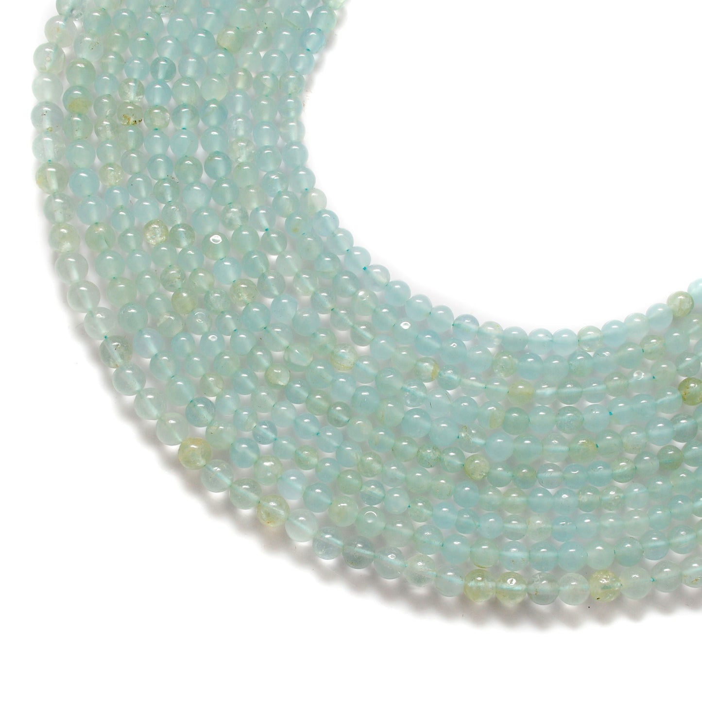 Natural Aquamarine Round Gemstone Beads, 4-5mm – 15" Strand – Handmade Jewelry - Kanika Creations
