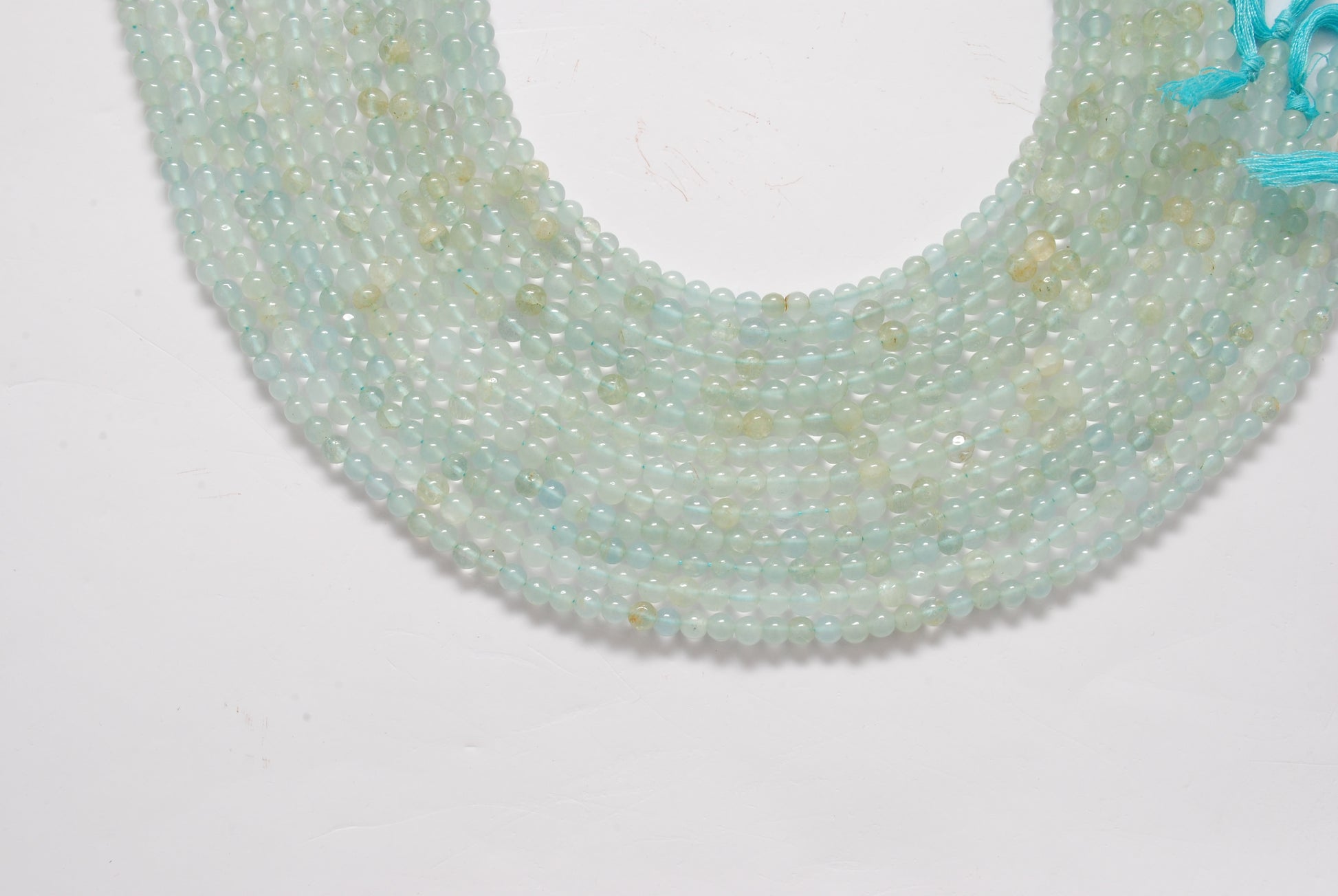 Natural Aquamarine Round Gemstone Beads, 4-5mm – 15" Strand – Handmade Jewelry - Kanika Creations