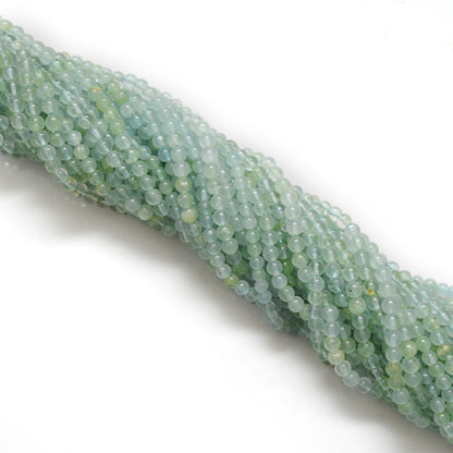 Natural Aquamarine Round Gemstone Beads, 4-5mm – 15" Strand – Handmade Jewelry - Kanika Creations
