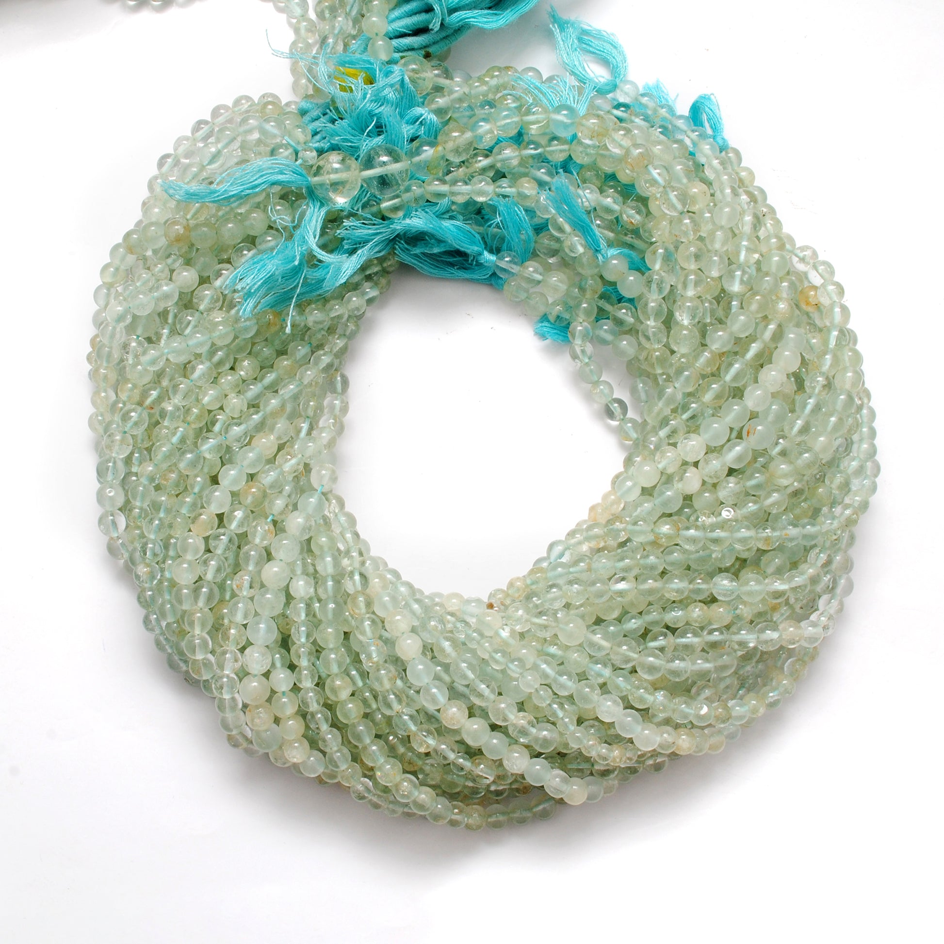 Natural Aquamarine Round Gemstone Beads, 4-5mm – 15" Strand – Handmade Jewelry - Kanika Creations