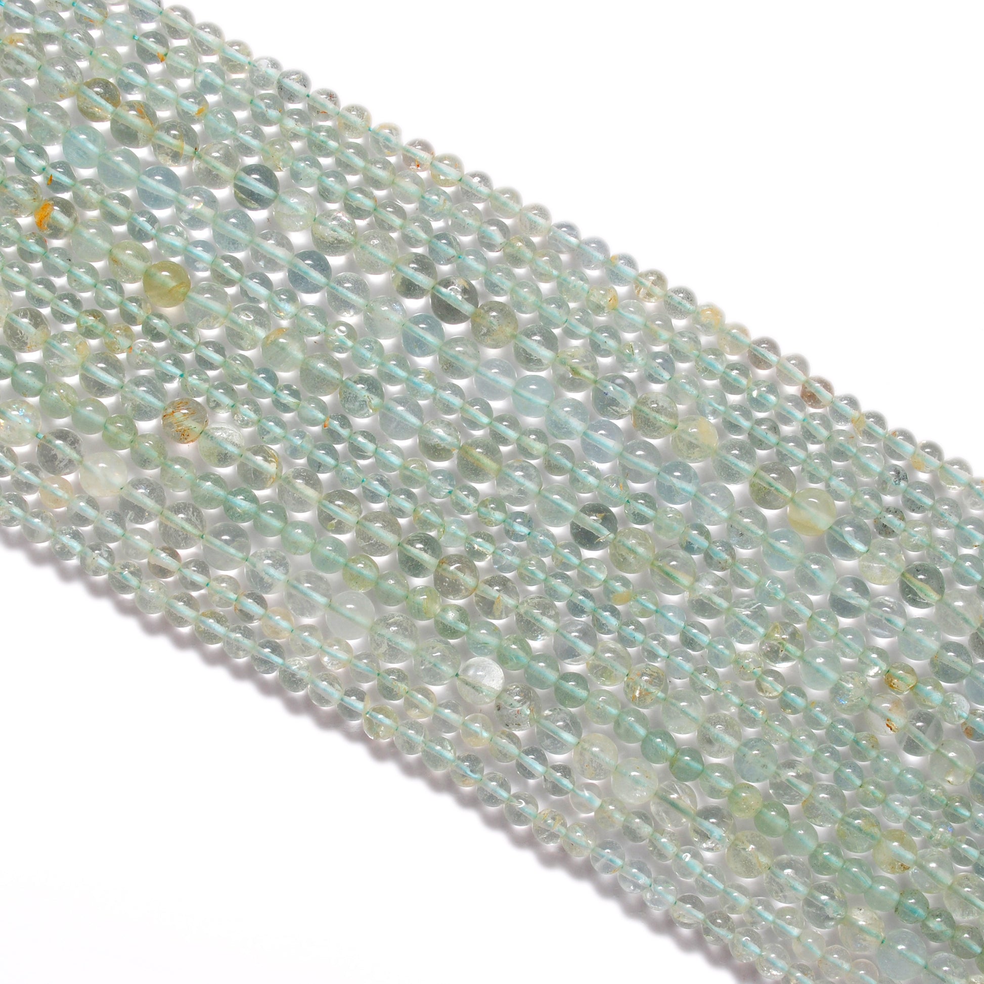 Natural Aquamarine Round Gemstone Beads, 4-5mm – 15" Strand – Handmade Jewelry - Kanika Creations