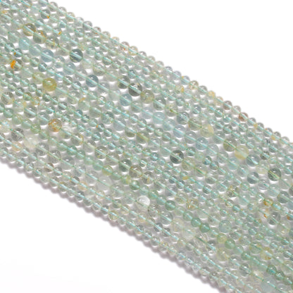 Natural Aquamarine Round Gemstone Beads, 4-5mm – 15" Strand – Handmade Jewelry - Kanika Creations