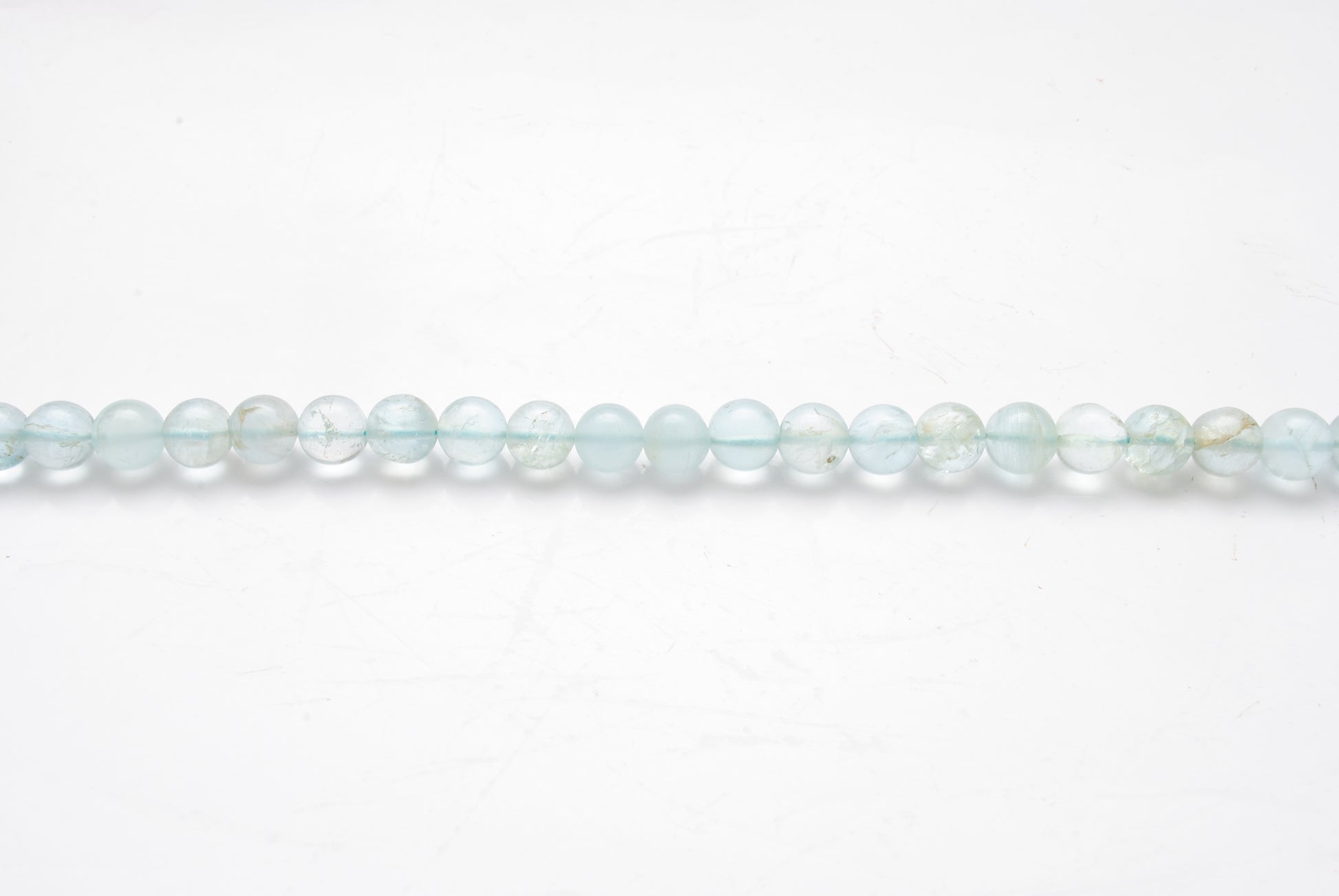 7-9mm Natural Aquamarine Smooth Round Beads - 15" Strand - Healing Crystal Gemstone Strand - Kanika Creations