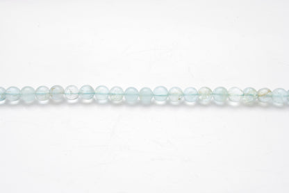 7-9mm Natural Aquamarine Smooth Round Beads - 15" Strand - Healing Crystal Gemstone Strand - Kanika Creations