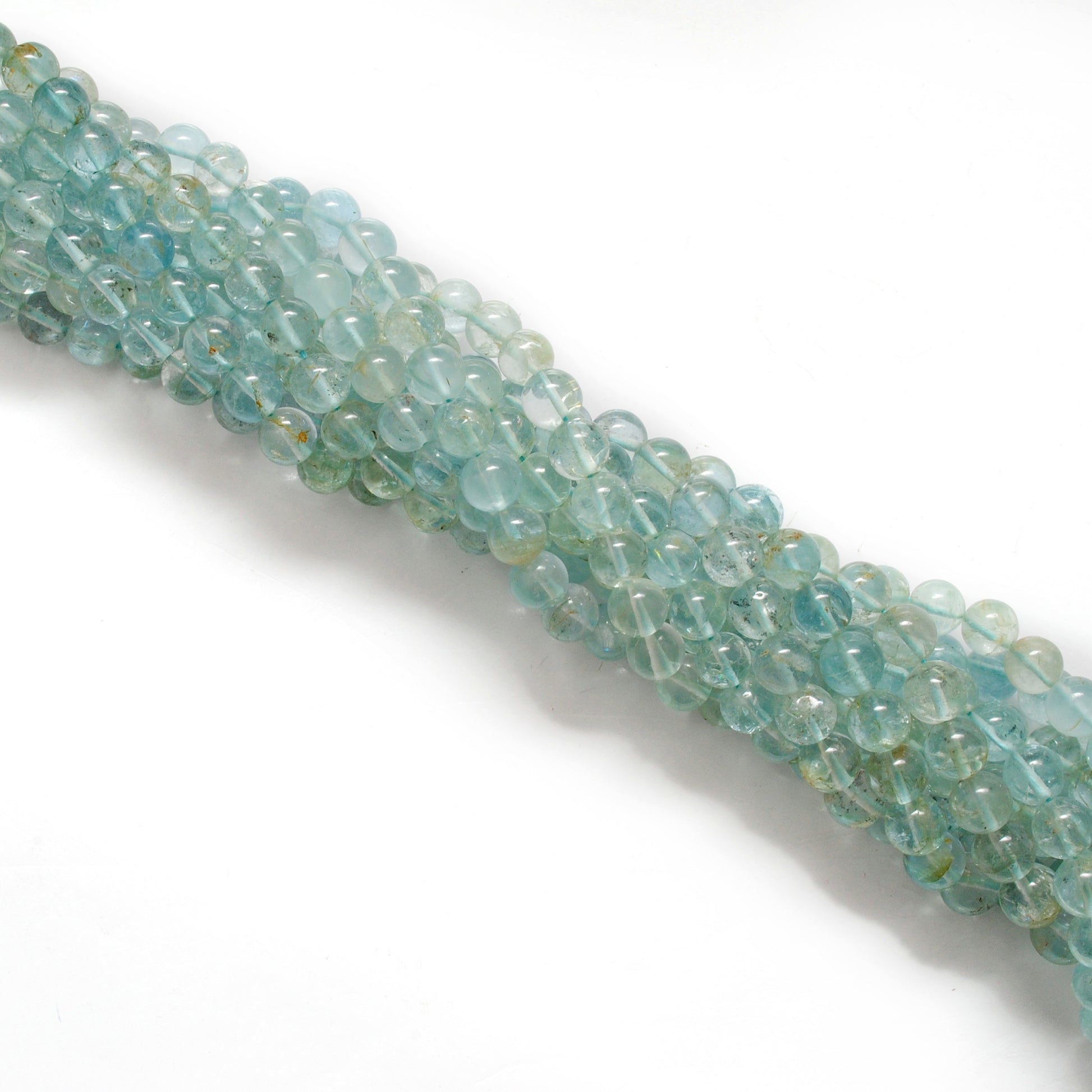7-9mm Natural Aquamarine Smooth Round Beads - 15" Strand - Healing Crystal Gemstone Strand - Kanika Creations