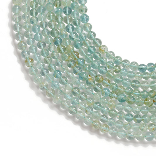 Premium Natural Aquamarine Beads – 6-6.5mm Round – 15" Strand for Jewelry Designers - Kanika Creations