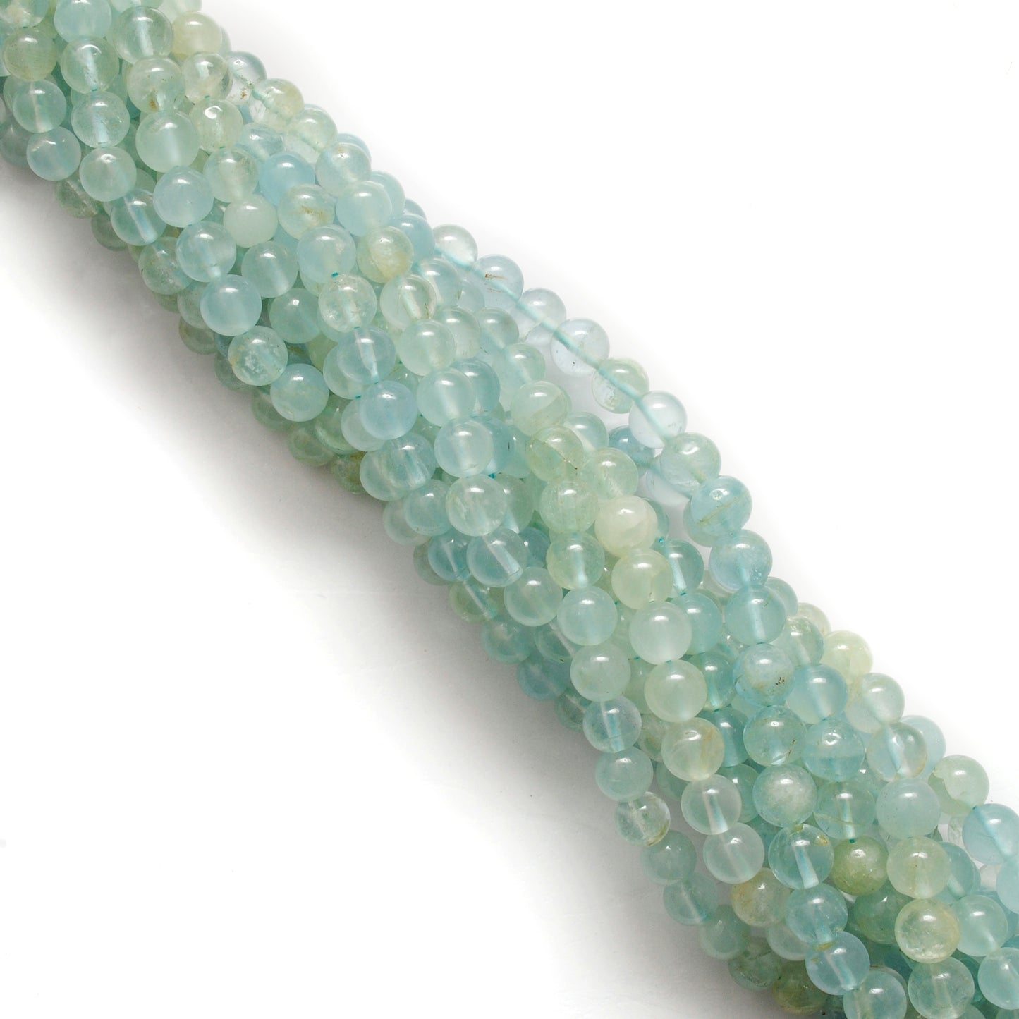 Premium Natural Aquamarine Beads – 6-6.5mm Round – 15" Strand for Jewelry Designers - Kanika Creations