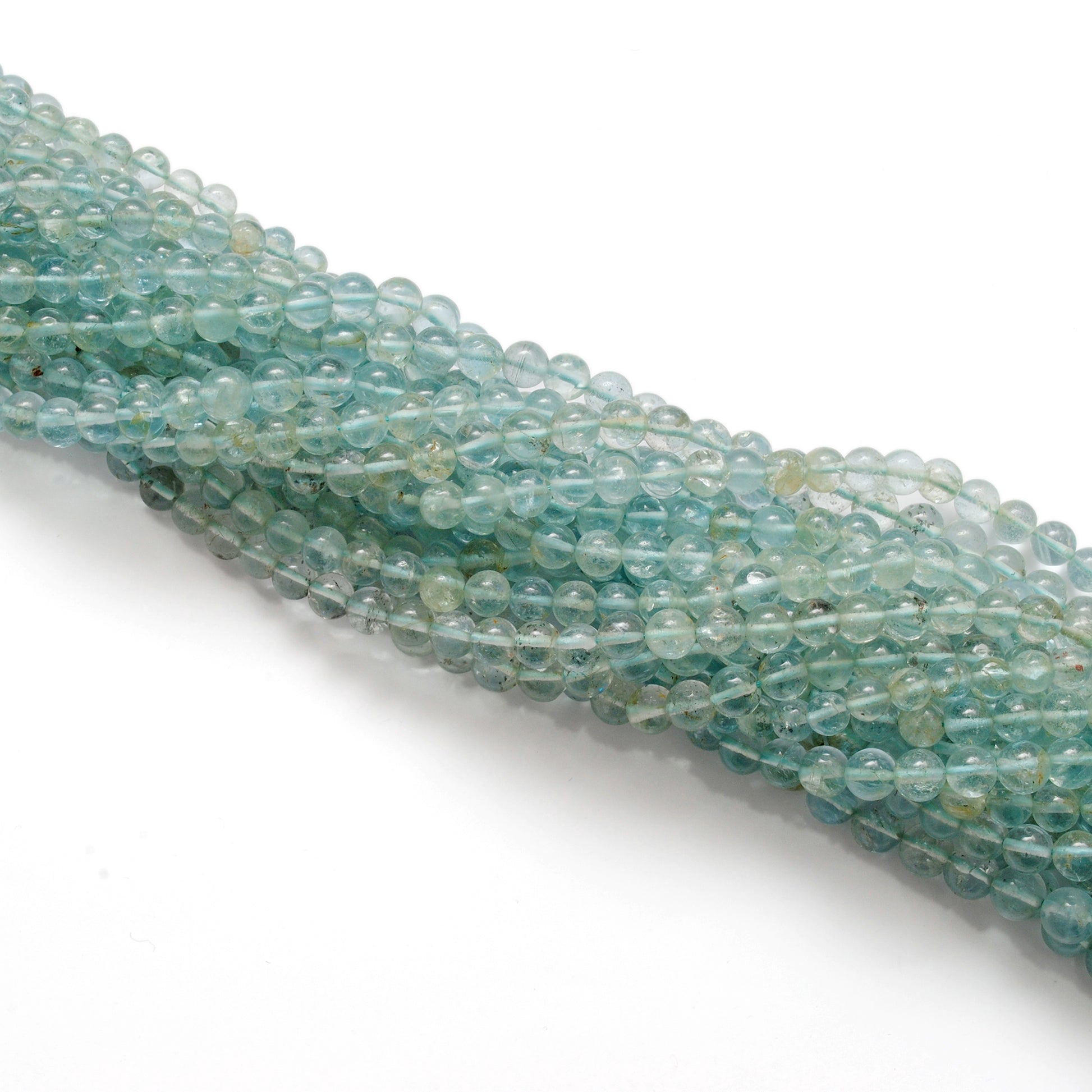 Premium Natural Aquamarine Beads – 6-6.5mm Round – 15" Strand for Jewelry Designers - Kanika Creations