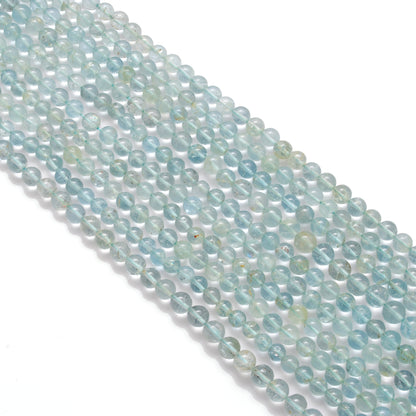 Premium Natural Aquamarine Beads – 6-6.5mm Round – 15" Strand for Jewelry Designers - Kanika Creations