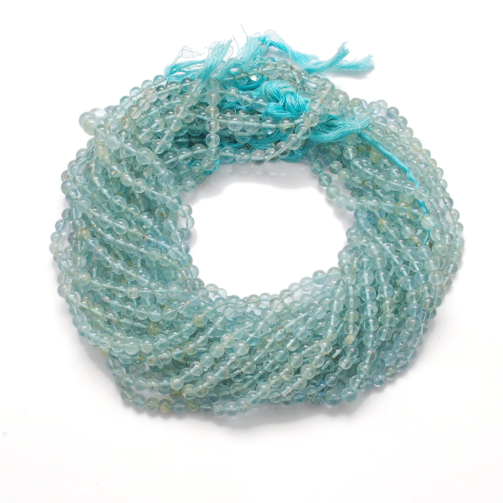 Premium Natural Aquamarine Beads – 6-6.5mm Round – 15" Strand for Jewelry Designers - Kanika Creations