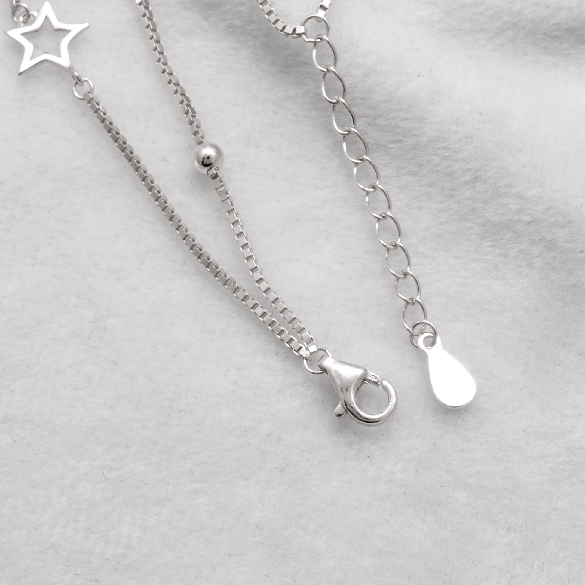 925 Sterling Silver Star and Moon Dainty Bracelet – 8 Inch, Rose Gold & Silver Finish - Kanika Creations