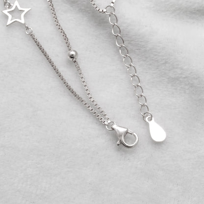 925 Sterling Silver Star and Moon Dainty Bracelet – 8 Inch, Rose Gold & Silver Finish - Kanika Creations