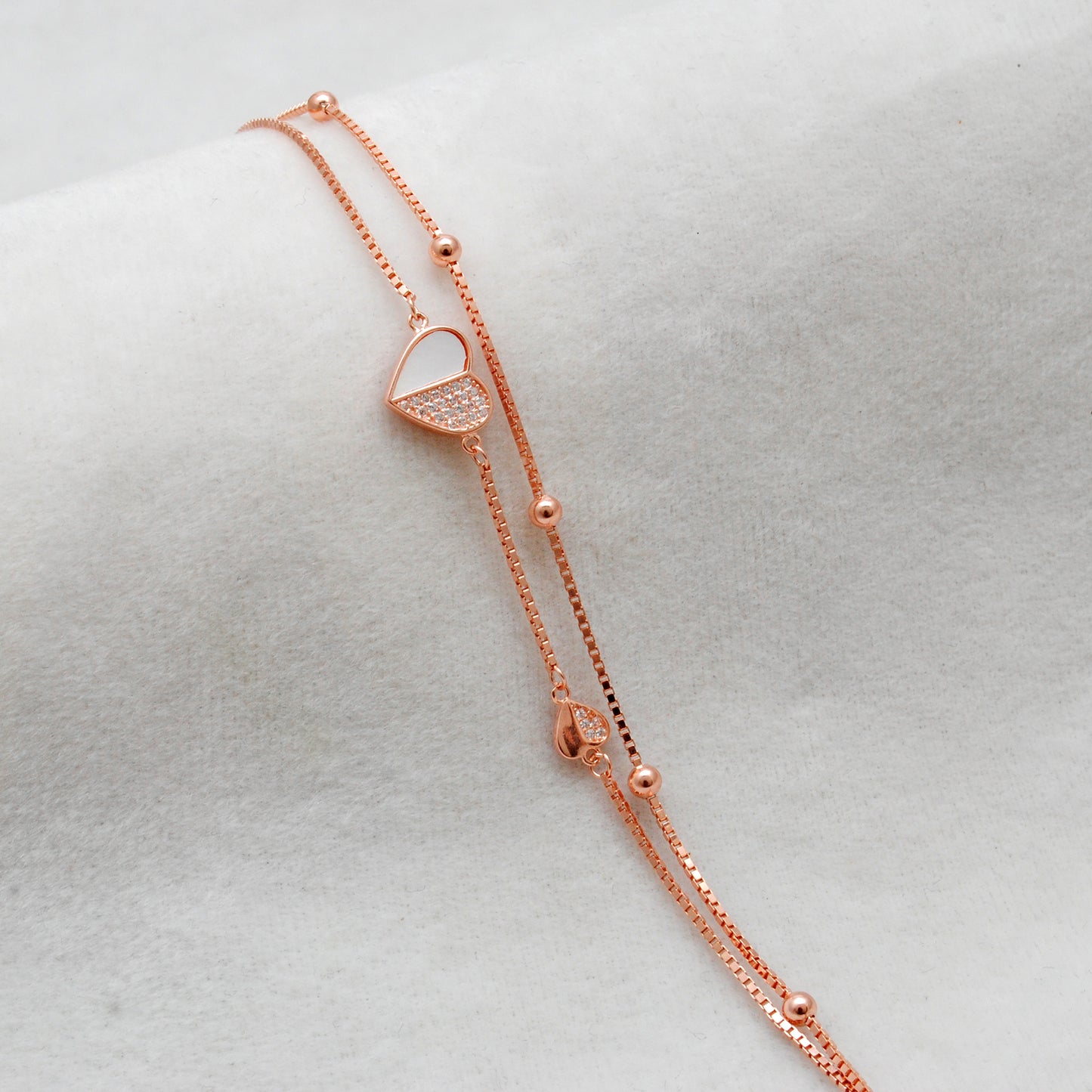 Dainty 8-inch 925 Sterling Silver Heart Bracelet with & CZ | Perfect Birthday Gift - Kanika Creations