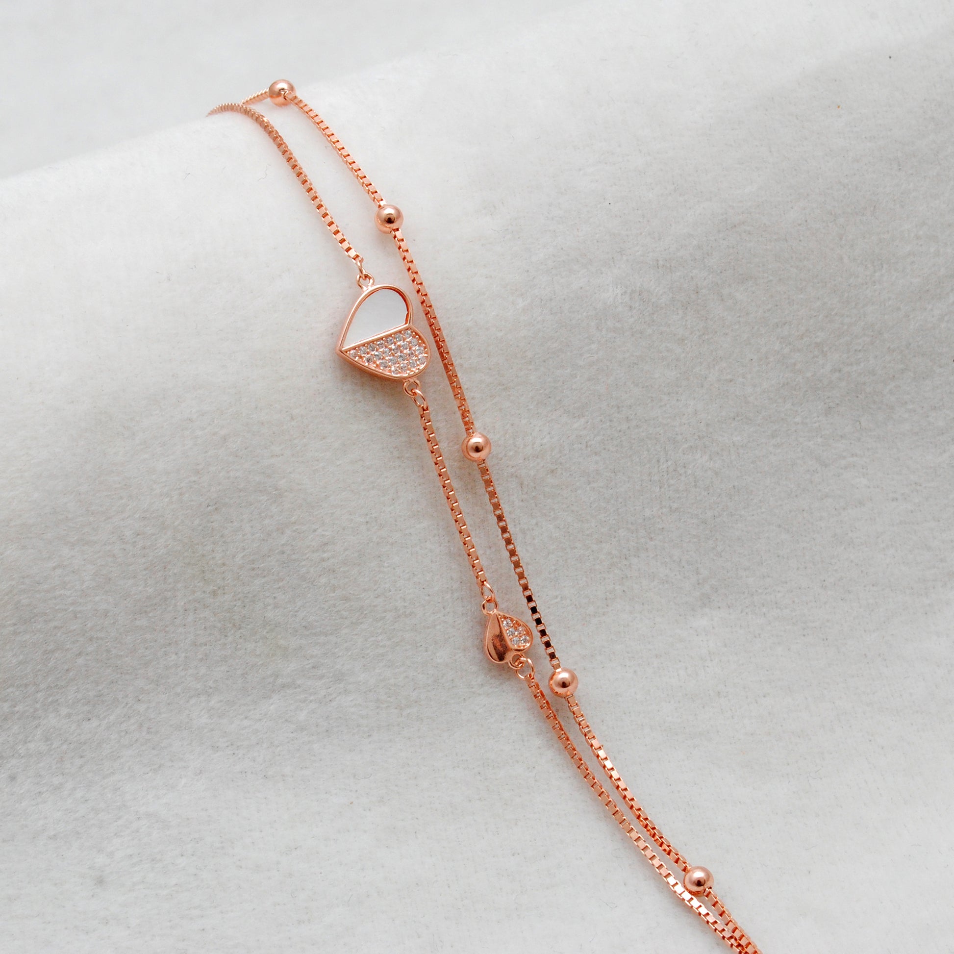 Dainty 8-inch 925 Sterling Silver Heart Bracelet with & CZ | Perfect Birthday Gift - Kanika Creations