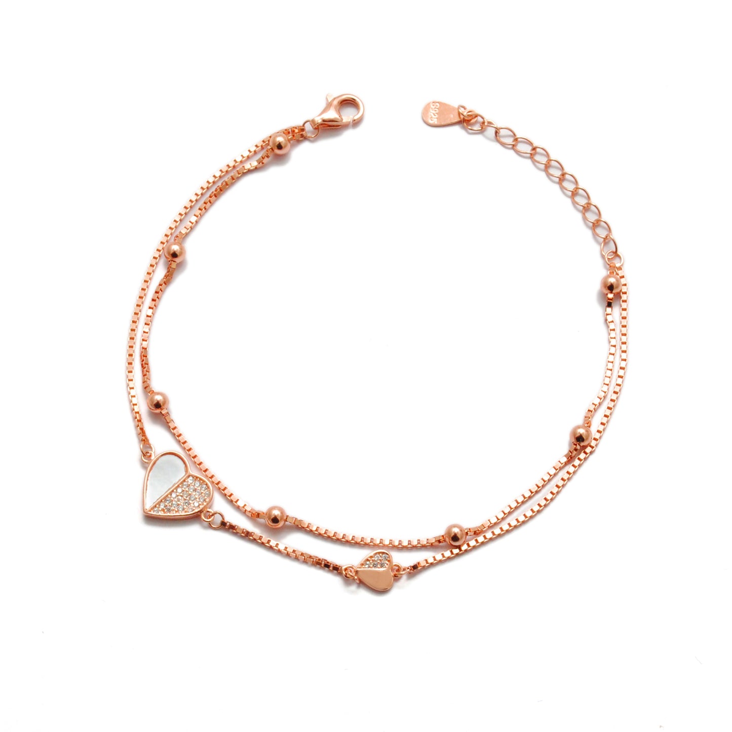 Dainty 8-inch 925 Sterling Silver Heart Bracelet with & CZ | Perfect Birthday Gift - Kanika Creations