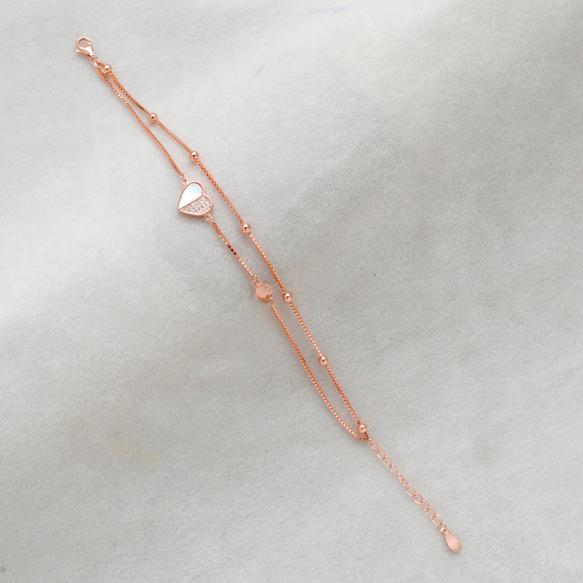 Dainty 8-inch 925 Sterling Silver Heart Bracelet with & CZ | Perfect Birthday Gift - Kanika Creations