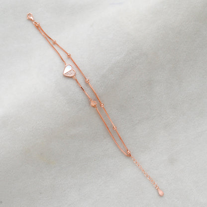 Dainty 8-inch 925 Sterling Silver Heart Bracelet with & CZ | Perfect Birthday Gift - Kanika Creations