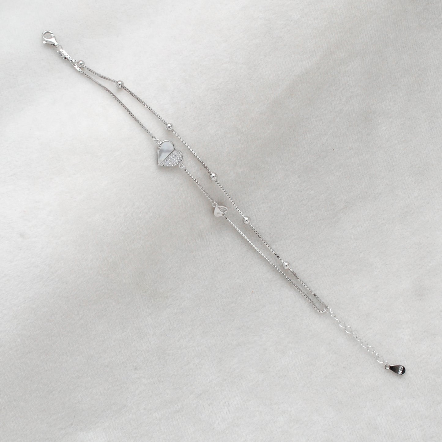 Dainty 8-inch 925 Sterling Silver Heart Bracelet with & CZ | Perfect Birthday Gift - Kanika Creations
