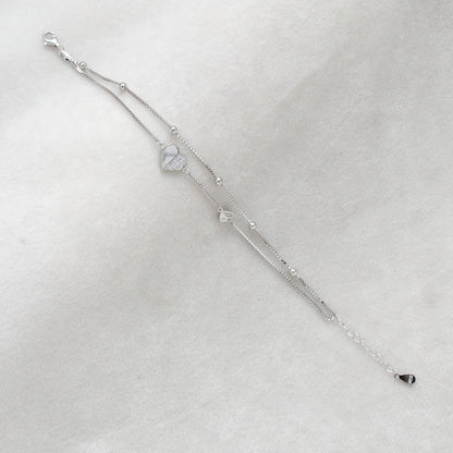 Dainty 8-inch 925 Sterling Silver Heart Bracelet with & CZ | Perfect Birthday Gift - Kanika Creations