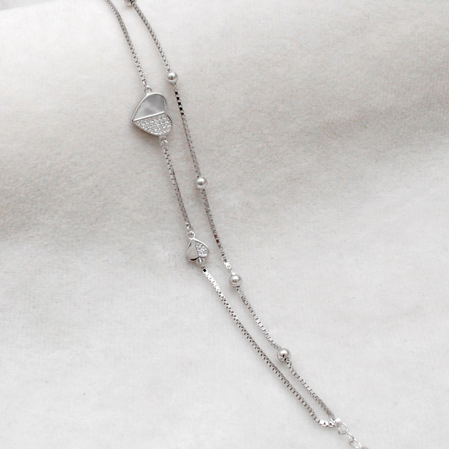 Dainty 8-inch 925 Sterling Silver Heart Bracelet with & CZ | Perfect Birthday Gift - Kanika Creations