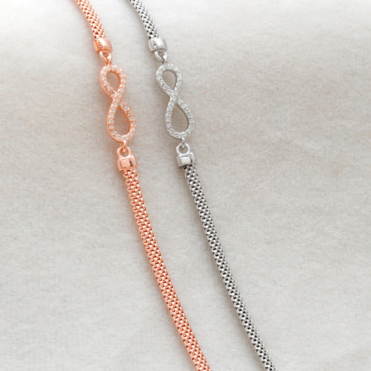 925 Sterling Silver Infinity Loop CZ Bracelet 8 inch – Dainty Unique Gift - Kanika Creations