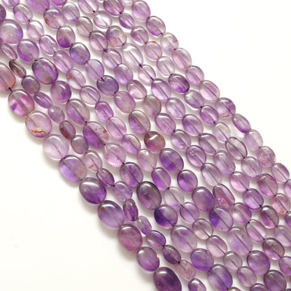 Natural Amethyst Oval Beads – 7x10-8x11mm Mix Sizes – 14" Strand DIY Jewelry Making - Kanika Creations