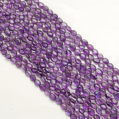 Natural Amethyst Oval Beads – 6x8mm to 7x9mm – 14-Inch Strand – Loose Gemstone for Jewelry Making - Kanika Creations