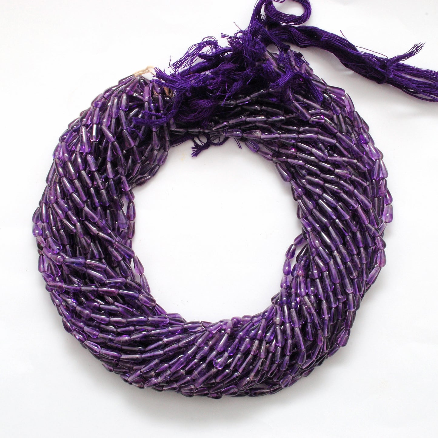 Natural Amethyst Drop Gemstone Beads, Multi-Size (4x7mm - 5x12mm), 14" Strand - Kanika Creations